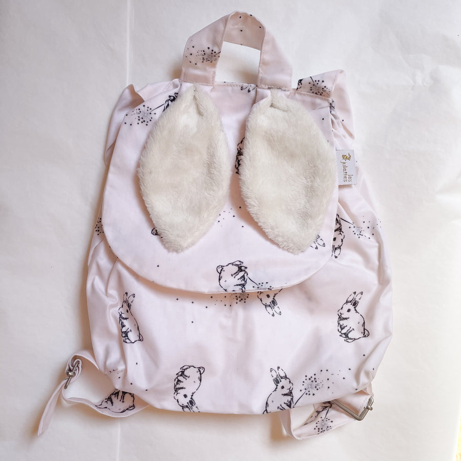 Sac à dos lapin coton enduit lapin rose