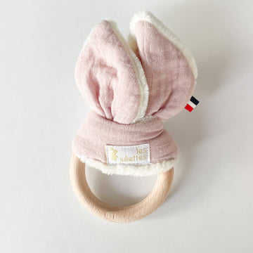 Anneau de dentition lapin rose pétale