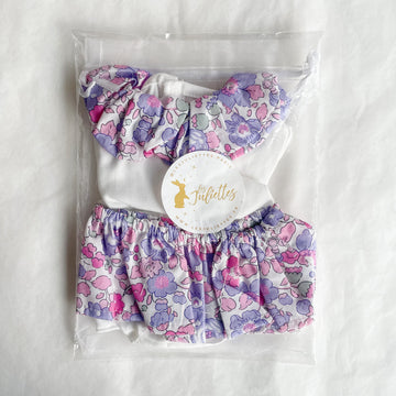 Tenue poupon 34/42 cm - 4 pièces - Fleuri lilas