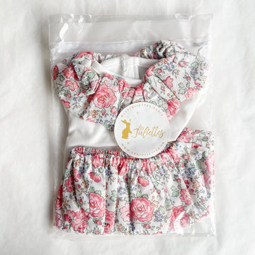 Tenue poupon 34/42 cm - 4 pièces - Fleuri rose