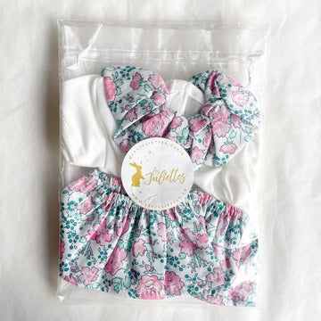 Tenue poupon 34/42 cm - 4 pièces - Fleuri mint