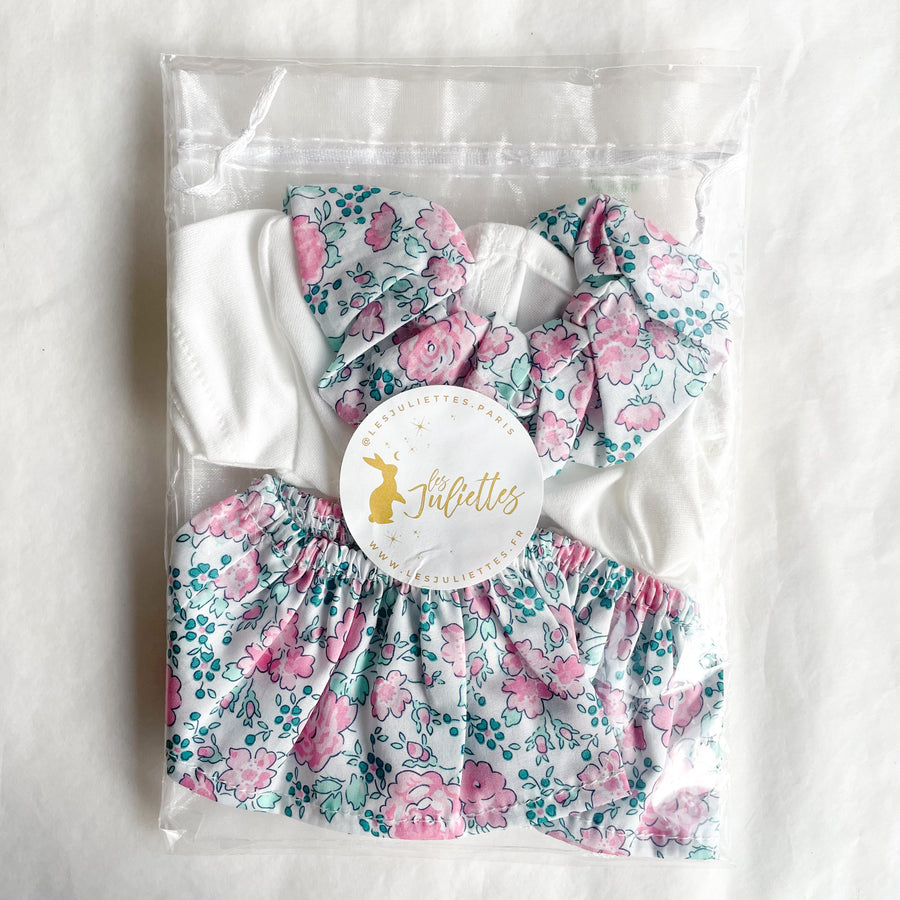 Tenue poupon 34/42 cm - 4 pièces - Fleuri mint