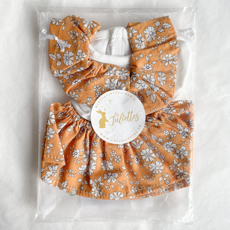 Tenue poupon 34/42 cm - 4 pièces - Fleuri miel