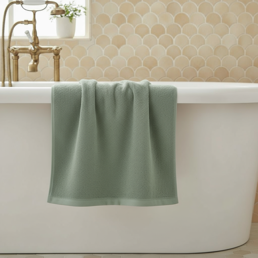 Serviette de bain personnalisable en éponge coton premium Sauge