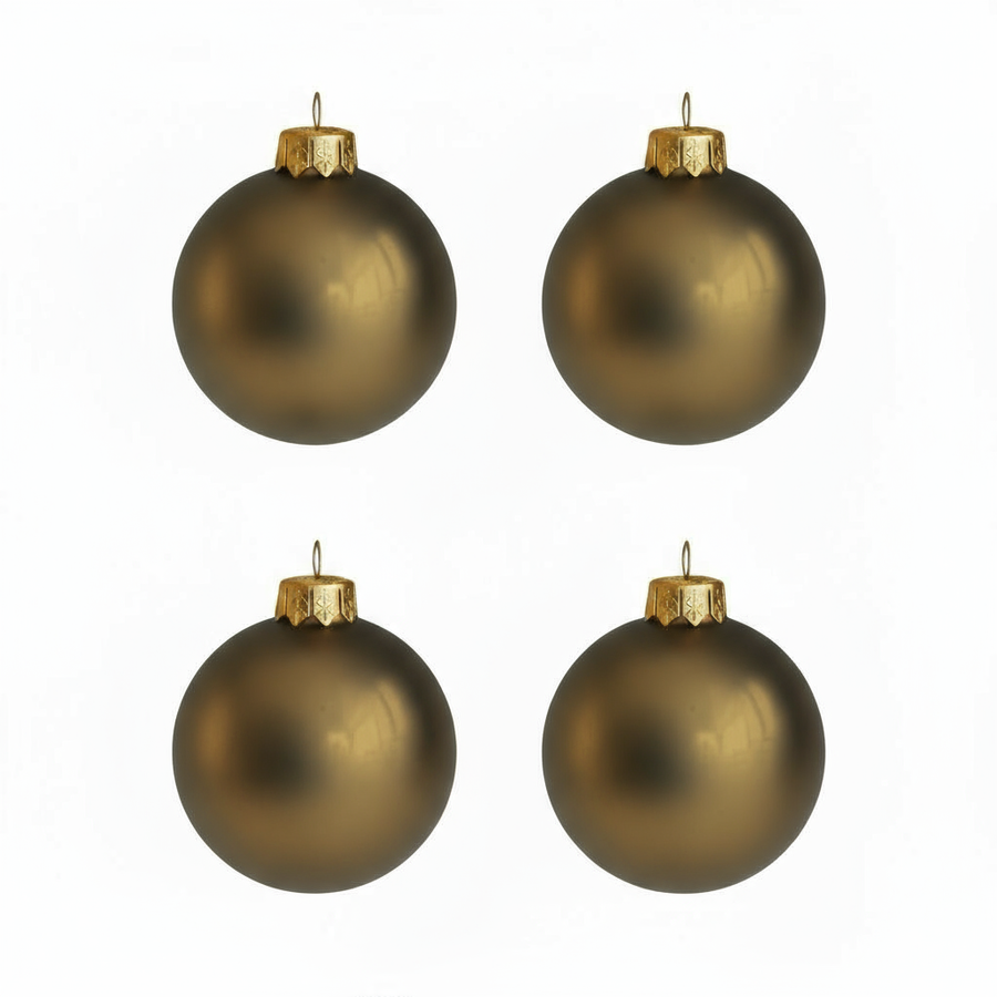 🎄 Lot de 4 boules de Noël kaki bronze personnalisées en verre