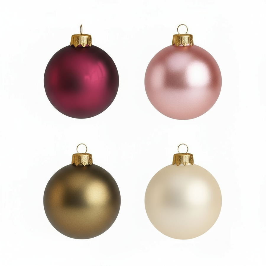 🎄 Lot de 4 boules de Noël multicolore personnalisées en verre