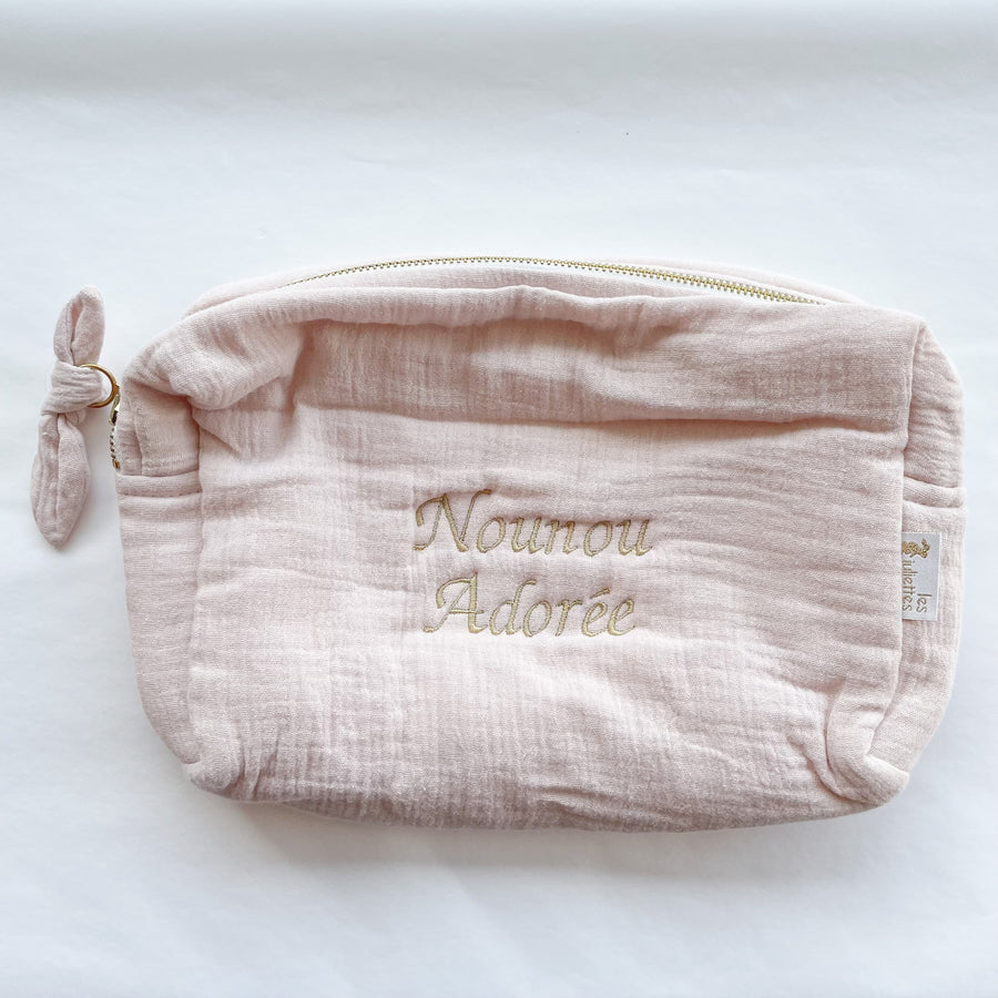 Trousse de toilette rose poudré 