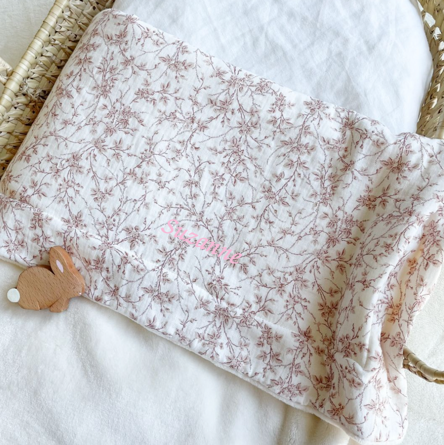 Couverture bébé doudou toute saison Jouy rose