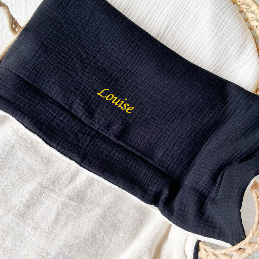 Couverture bébé doudou toute saison noir