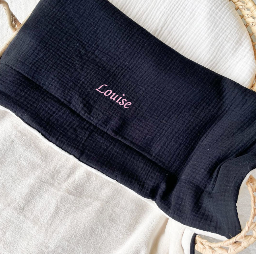 Couverture bébé doudou toute saison noir