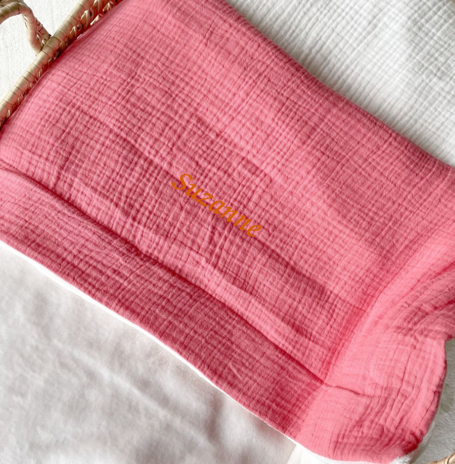 Couverture bébé doudou mi saison rose sorbet