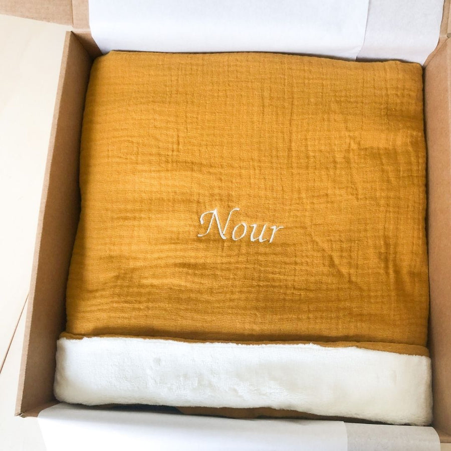 Couverture toute douce en double gaze pour bébé personnalisée - Cadeau de naissance