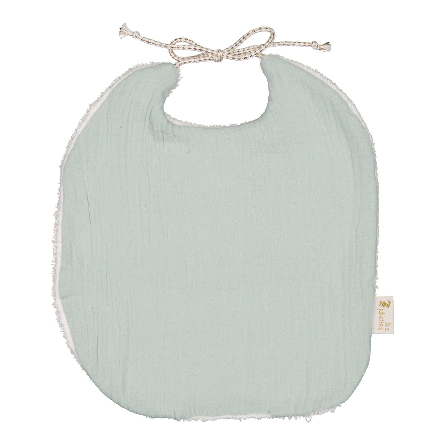 bavoir naissance en double gaze vert opaline
