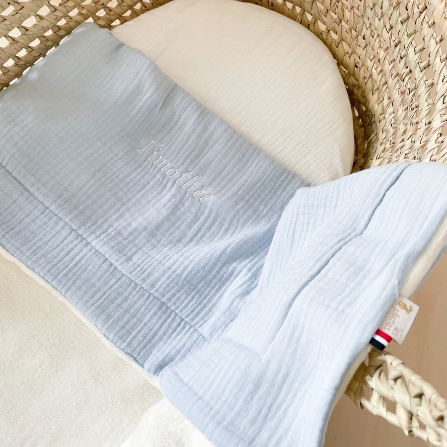 Couverture toute douce en double gaze pour bébé personnalisée - Cadeau de naissance