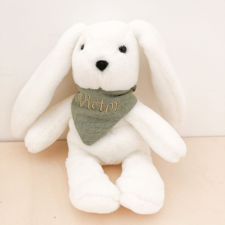 La peluche lapin personnalisé, une belle idée pour un cadeau de naissance .
Avec son prénom brodé, ce petit lapin est unique !