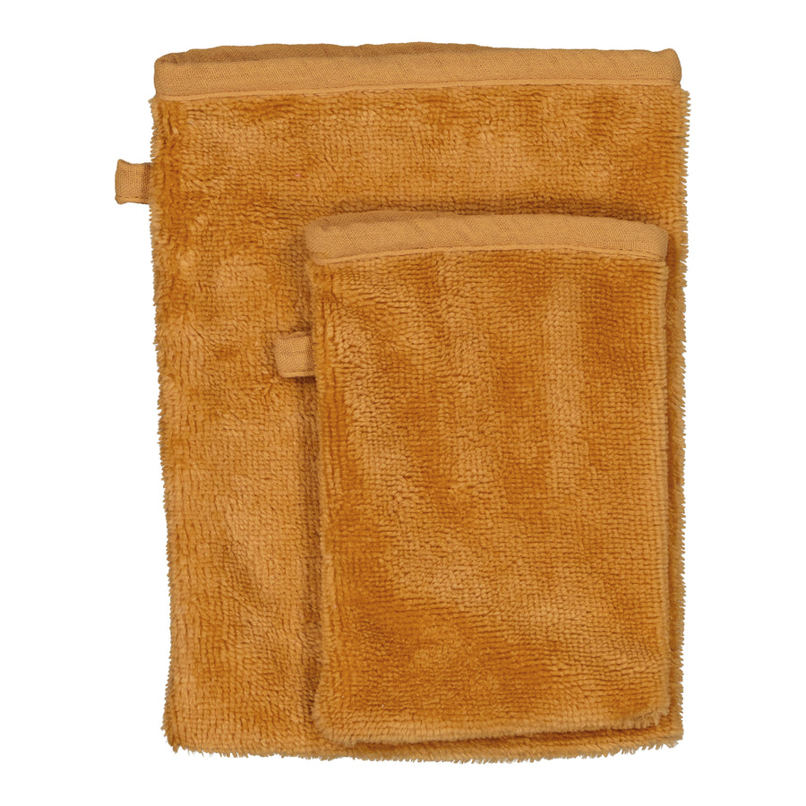 LOT DE 2 GANTS DE TOILETTE D'APPRENTISSAGE  Caramel