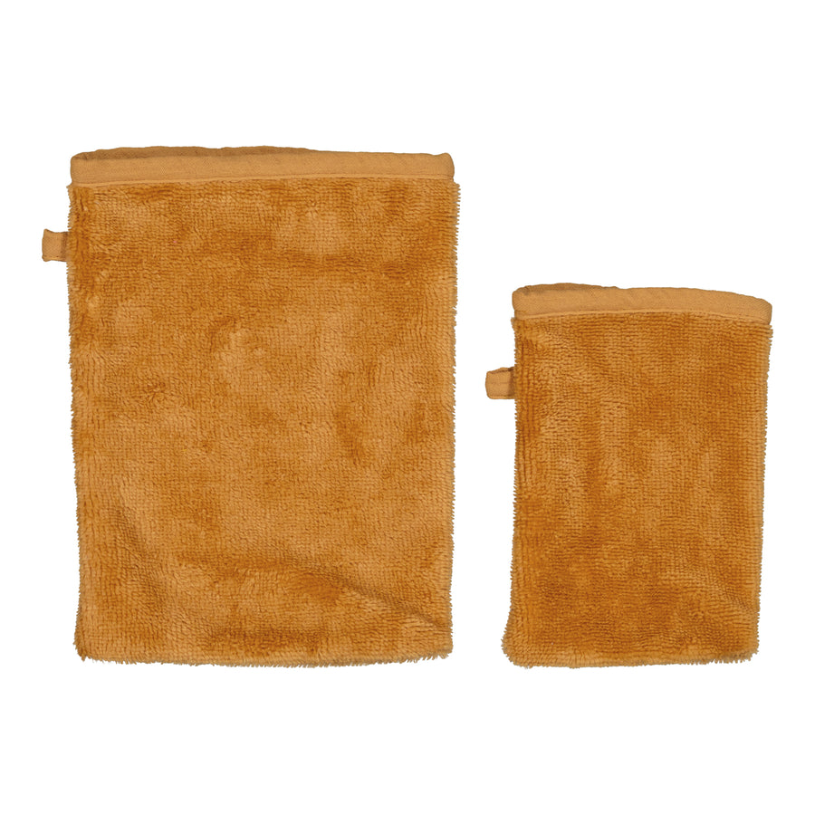LOT DE 2 GANTS DE TOILETTE D'APPRENTISSAGE  Caramel